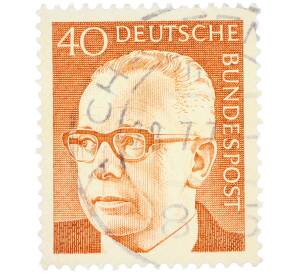 Почтовая марка 40 пфеннигов 1971 года Западная Германия (ФРГ) «Президент Густав Хайнеман» — Фото №1