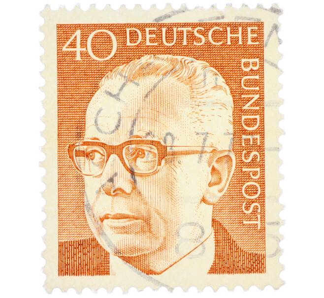 Почтовая марка 40 пфеннигов 1971 года Западная Германия (ФРГ) «Президент Густав Хайнеман» (Артикул: T11-36646) — Фото №1