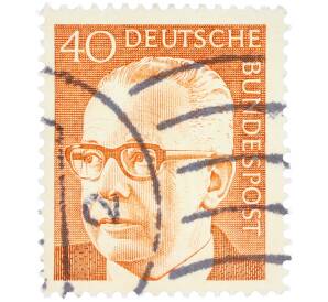 Почтовая марка 40 пфеннигов 1971 года Западная Германия (ФРГ) «Президент Густав Хайнеман» — Фото №1