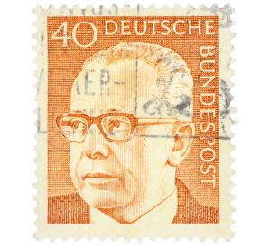 Почтовая марка 40 пфеннигов 1971 года Западная Германия (ФРГ) «Президент Густав Хайнеман» — Фото №1