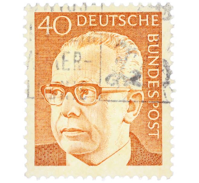 Почтовая марка 40 пфеннигов 1971 года Западная Германия (ФРГ) «Президент Густав Хайнеман» (Артикул: T11-36652) — Фото №1