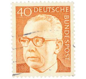 Почтовая марка 40 пфеннигов 1971 года Западная Германия (ФРГ) «Президент Густав Хайнеман» — Фото №1