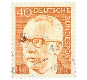 Почтовая марка 40 пфеннигов 1971 года Западная Германия (ФРГ) «Президент Густав Хайнеман» — Фото №1