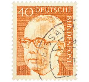 Почтовая марка 40 пфеннигов 1971 года Западная Германия (ФРГ) «Президент Густав Хайнеман» — Фото №1