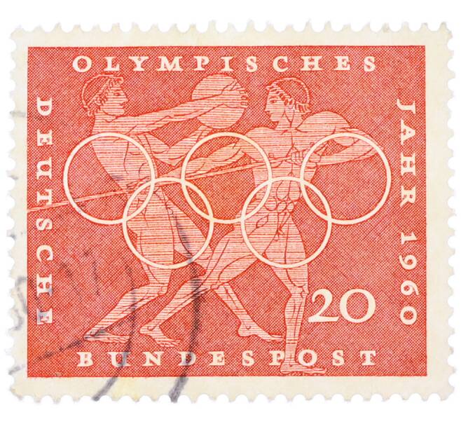 Почтовая марка 20 пфеннигов 1960 года Западная Германия (ФРГ) «Олимпийские игры — Легкая атлетика» (Артикул: T11-36660) — Фото №1