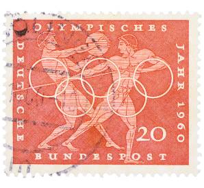 Почтовая марка 20 пфеннигов 1960 года Западная Германия (ФРГ) «Олимпийские игры — Легкая атлетика»