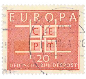 Почтовая марка 20 пфеннигов 1963 года Западная Германия (ФРГ) «Европейская конференция администраций почтовых служб и служб связи CEPT — Звенья»