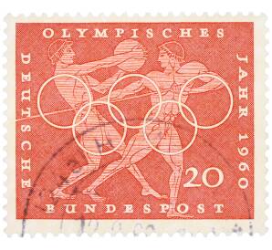 Почтовая марка 20 пфеннигов 1960 года Западная Германия (ФРГ) «Олимпийские игры — Легкая атлетика»