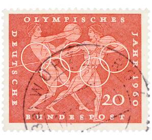 Почтовая марка 20 пфеннигов 1960 года Западная Германия (ФРГ) «Олимпийские игры — Легкая атлетика»