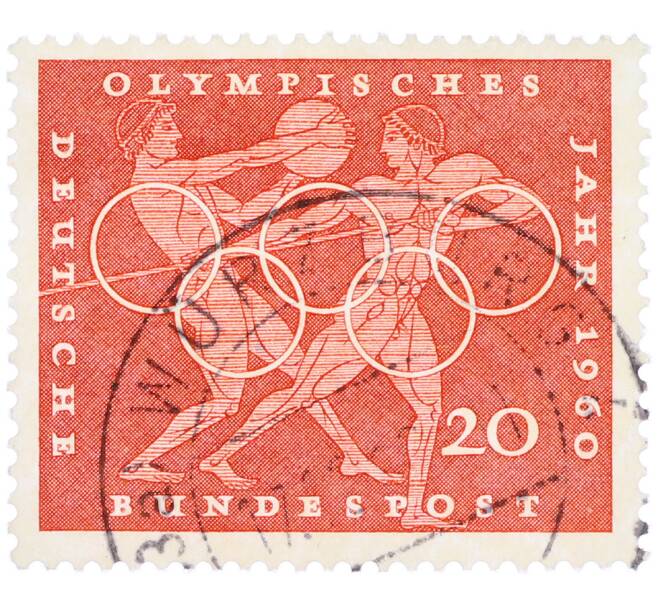 Почтовая марка 20 пфеннигов 1960 года Западная Германия (ФРГ) «Олимпийские игры — Легкая атлетика» (Артикул: T11-36672) — Фото №1