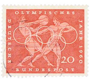 Почтовая марка 20 пфеннигов 1960 года Западная Германия (ФРГ) «Олимпийские игры — Легкая атлетика»
