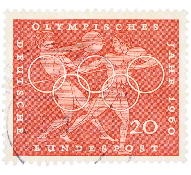Почтовая марка 20 пфеннигов 1960 года Западная Германия (ФРГ) «Олимпийские игры — Легкая атлетика» (Артикул: T11-36673) — Фото №1