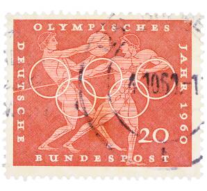 Почтовая марка 20 пфеннигов 1960 года Западная Германия (ФРГ) «Олимпийские игры — Легкая атлетика»