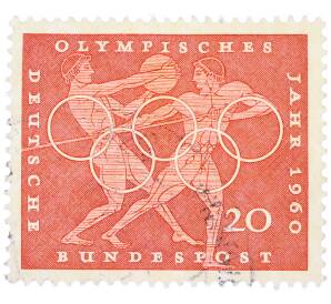 Почтовая марка 20 пфеннигов 1960 года Западная Германия (ФРГ) «Олимпийские игры — Легкая атлетика»