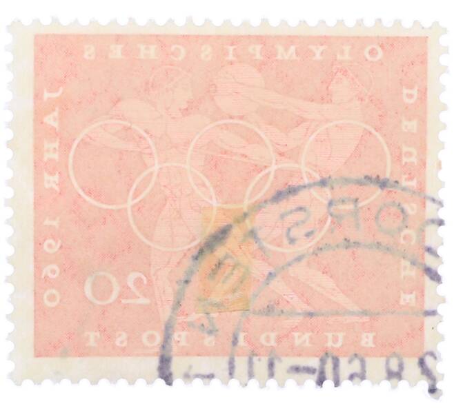 Почтовая марка 20 пфеннигов 1960 года Западная Германия (ФРГ) «Олимпийские игры — Легкая атлетика» (Артикул: T11-36676) — Фото №2