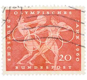 Почтовая марка 20 пфеннигов 1960 года Западная Германия (ФРГ) «Олимпийские игры — Легкая атлетика»