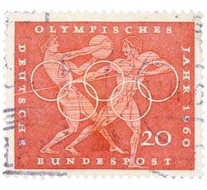Почтовая марка 20 пфеннигов 1960 года Западная Германия (ФРГ) «Олимпийские игры — Легкая атлетика»