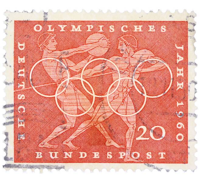 Почтовая марка 20 пфеннигов 1960 года Западная Германия (ФРГ) «Олимпийские игры — Легкая атлетика» (Артикул: T11-36679) — Фото №1