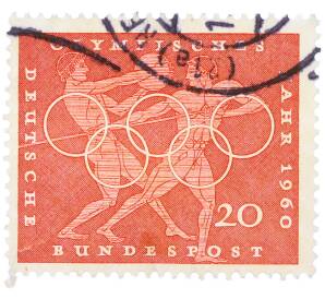 Почтовая марка 20 пфеннигов 1960 года Западная Германия (ФРГ) «Олимпийские игры — Легкая атлетика»