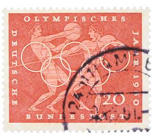Почтовая марка 20 пфеннигов 1960 года Западная Германия (ФРГ) «Олимпийские игры — Легкая атлетика»