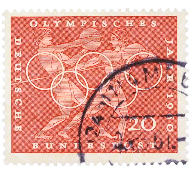 Почтовая марка 20 пфеннигов 1960 года Западная Германия (ФРГ) «Олимпийские игры — Легкая атлетика» (Артикул: T11-36681) — Фото №1