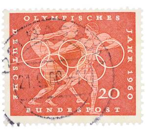 Почтовая марка 20 пфеннигов 1960 года Западная Германия (ФРГ) «Олимпийские игры — Легкая атлетика»