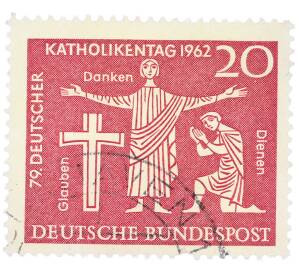 Почтовая марка 20 пфеннигов 1962 года Западная Германия (ФРГ) «79-й Католический день в Ганновере»