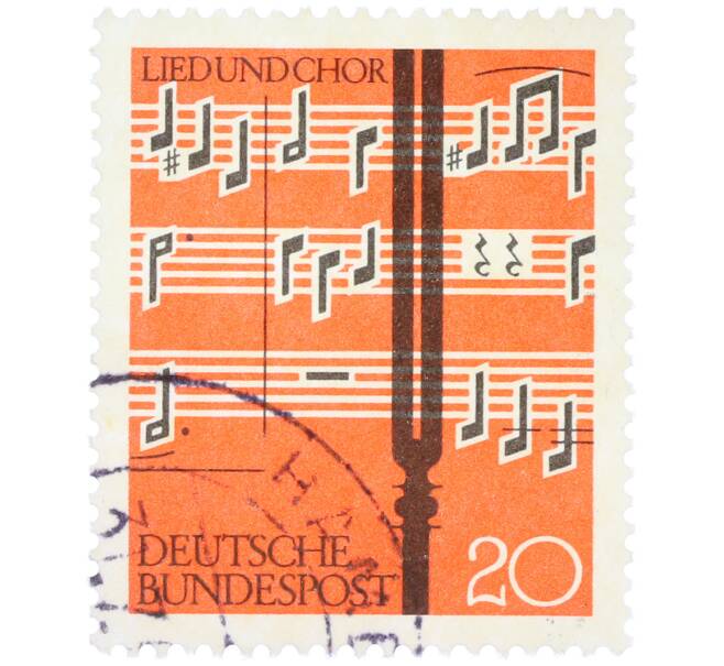 Почтовая марка 20 пфеннигов 1962 года Западная Германия (ФРГ) «Песня и хор» (Артикул: T11-36720) — Фото №1