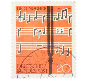 Почтовая марка 20 пфеннигов 1962 года Западная Германия (ФРГ) «Песня и хор» — Фото №1