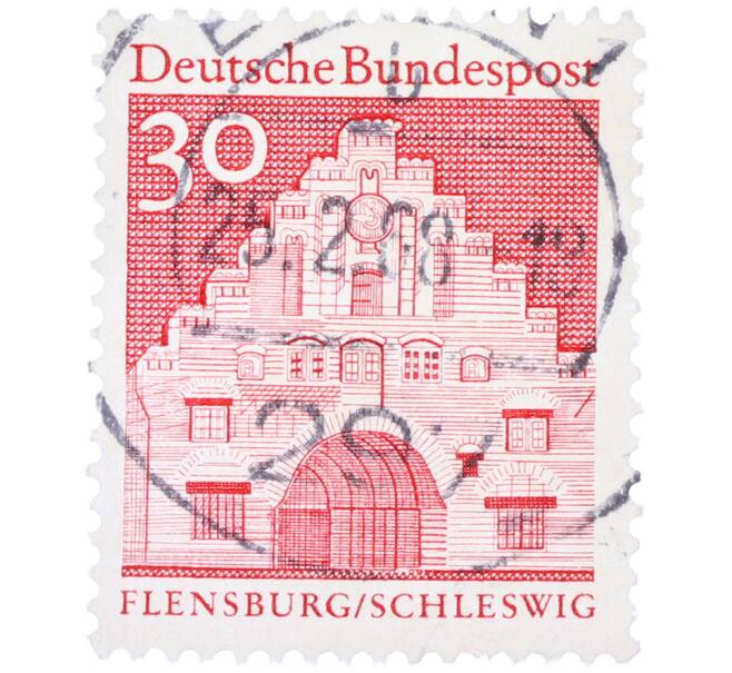 Почтовая марка 30 пфеннигов 1966 года Западная Германия (ФРГ) «Северные ворота в Фленсбурге» (Артикул: T11-36733) — Фото №1