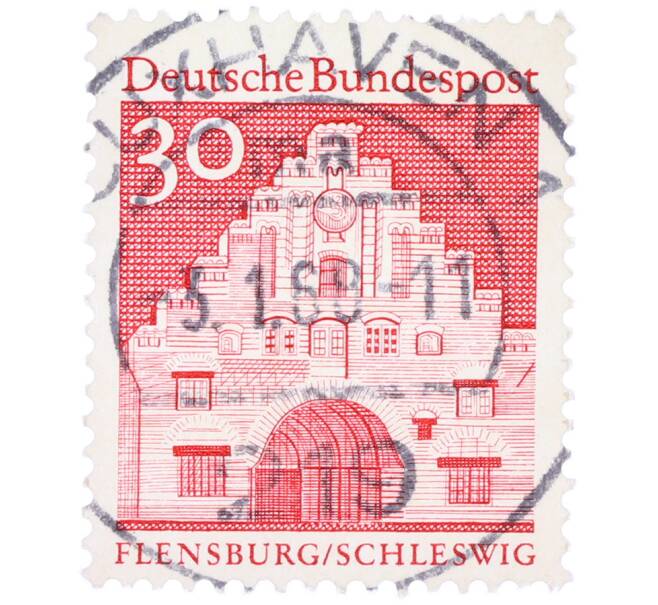 Почтовая марка 30 пфеннигов 1966 года Западная Германия (ФРГ) «Северные ворота в Фленсбурге» (Артикул: T11-36734) — Фото №1