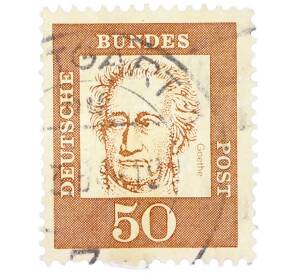 Почтовая марка 50 пфеннигов 1961 года Западная Германия (ФРГ) «Выдающиеся немцы — Иоганн Вольфганг фон Гете» — Фото №1