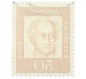 Почтовая марка 50 пфеннигов 1961 года Западная Германия (ФРГ) «Выдающиеся немцы — Иоганн Вольфганг фон Гете» — Фото №2