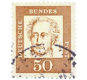 Почтовая марка 50 пфеннигов 1961 года Западная Германия (ФРГ) «Выдающиеся немцы — Иоганн Вольфганг фон Гете» — Фото №1