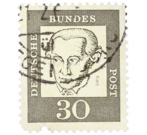 Почтовая марка 30 пфеннигов 1961 года Западная Германия (ФРГ) «Выдающиеся немцы — Иммануил Кант» — Фото №1