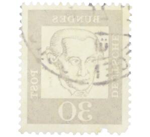 Почтовая марка 30 пфеннигов 1961 года Западная Германия (ФРГ) «Выдающиеся немцы — Иммануил Кант» — Фото №2