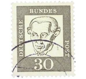 Почтовая марка 30 пфеннигов 1961 года Западная Германия (ФРГ) «Выдающиеся немцы — Иммануил Кант» — Фото №1