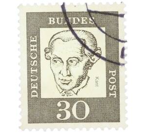 Почтовая марка 30 пфеннигов 1961 года Западная Германия (ФРГ) «Выдающиеся немцы — Иммануил Кант» — Фото №1