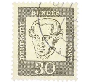 Почтовая марка 30 пфеннигов 1961 года Западная Германия (ФРГ) «Выдающиеся немцы — Иммануил Кант» — Фото №1