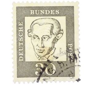 Почтовая марка 30 пфеннигов 1961 года Западная Германия (ФРГ) «Выдающиеся немцы — Иммануил Кант» — Фото №1