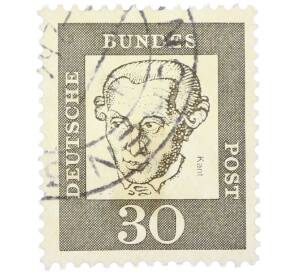 Почтовая марка 30 пфеннигов 1961 года Западная Германия (ФРГ) «Выдающиеся немцы — Иммануил Кант» — Фото №1