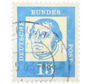 Почтовая марка 15 пфеннигов 1961 года Западная Германия (ФРГ) «Выдающиеся немцы — Мартин Лютер» — Фото №1