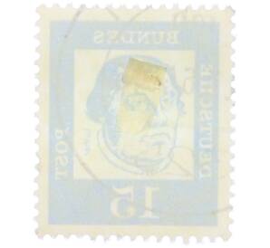 Почтовая марка 15 пфеннигов 1961 года Западная Германия (ФРГ) «Выдающиеся немцы — Мартин Лютер» — Фото №2