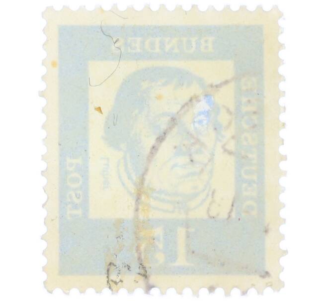 Почтовая марка 15 пфеннигов 1961 года Западная Германия (ФРГ) «Выдающиеся немцы — Мартин Лютер» (Артикул: T11-36774) — Фото №2