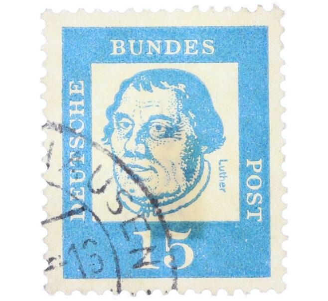 Почтовая марка 15 пфеннигов 1961 года Западная Германия (ФРГ) «Выдающиеся немцы — Мартин Лютер» (Артикул: T11-36778) — Фото №1