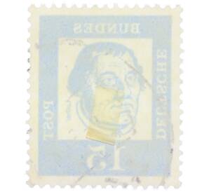 Почтовая марка 15 пфеннигов 1961 года Западная Германия (ФРГ) «Выдающиеся немцы — Мартин Лютер» — Фото №2