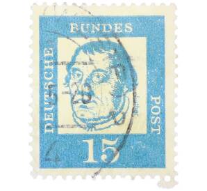 Почтовая марка 15 пфеннигов 1961 года Западная Германия (ФРГ) «Выдающиеся немцы — Мартин Лютер» — Фото №1