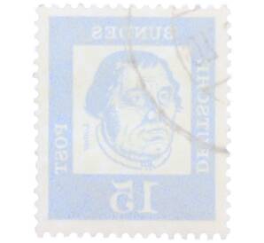 Почтовая марка 15 пфеннигов 1961 года Западная Германия (ФРГ) «Выдающиеся немцы — Мартин Лютер» — Фото №2