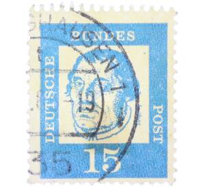 Почтовая марка 15 пфеннигов 1961 года Западная Германия (ФРГ) «Выдающиеся немцы — Мартин Лютер» — Фото №1