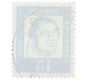 Почтовая марка 15 пфеннигов 1961 года Западная Германия (ФРГ) «Выдающиеся немцы — Мартин Лютер» — Фото №2